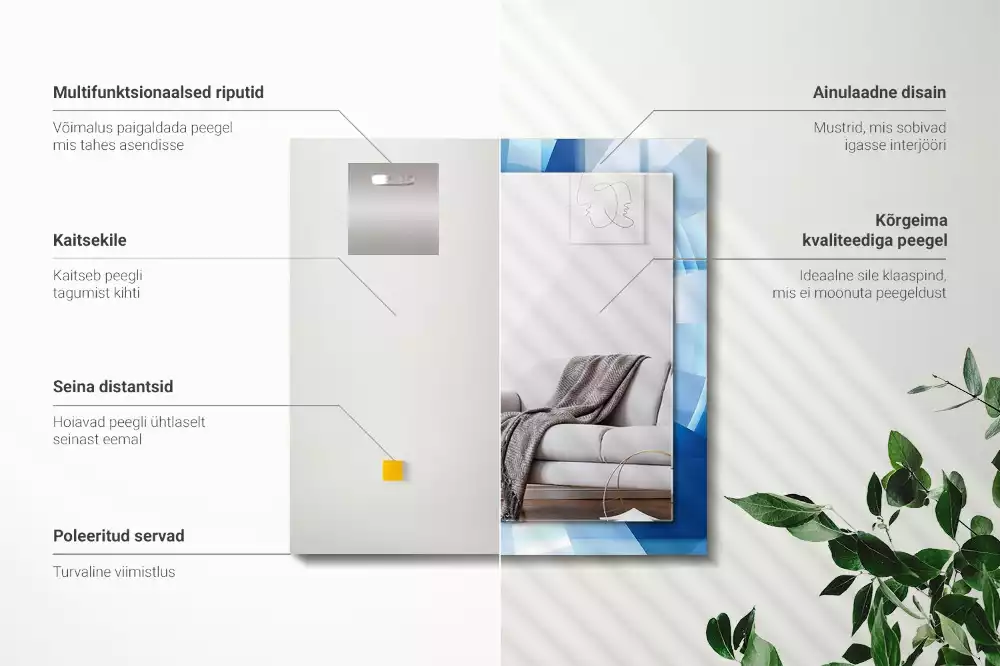 Specchio rettangolare con cornice stampata Tunnel astratto