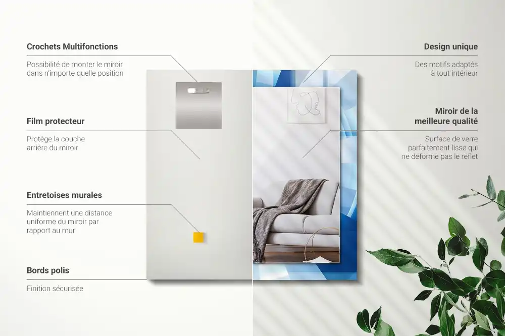 Specchio rettangolare con cornice stampata Tunnel astratto