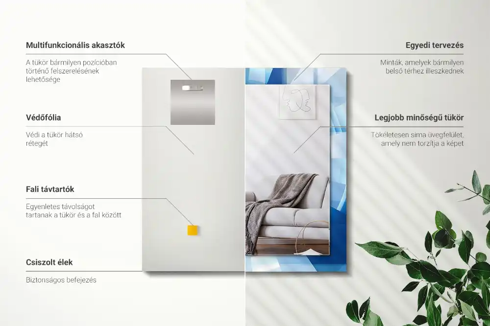 Specchio rettangolare con cornice stampata Tunnel astratto