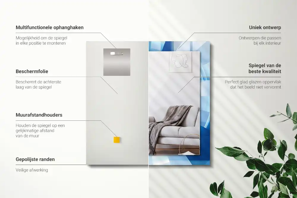 Specchio rettangolare con cornice stampata Tunnel astratto