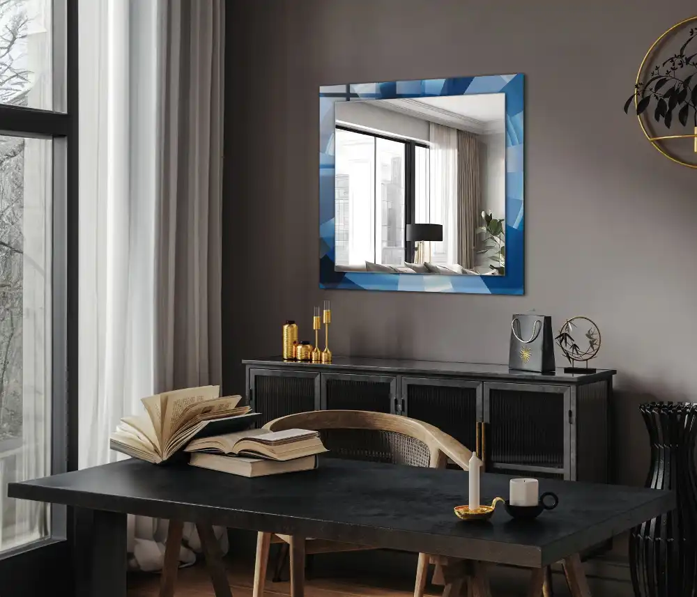 Specchio rettangolare con cornice stampata Tunnel astratto