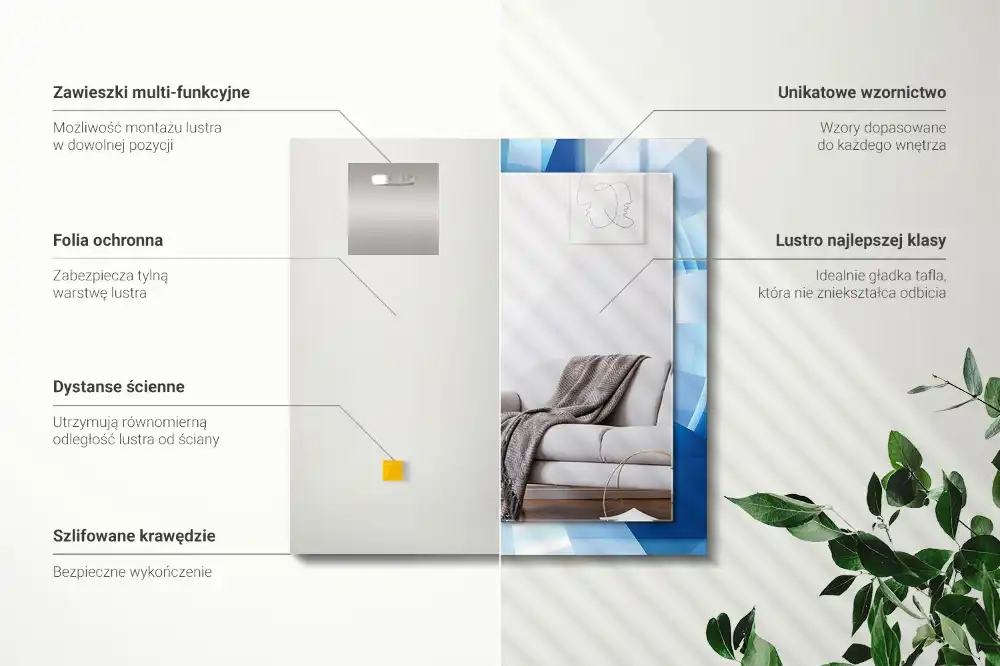 Specchio rettangolare con cornice stampata Tunnel astratto