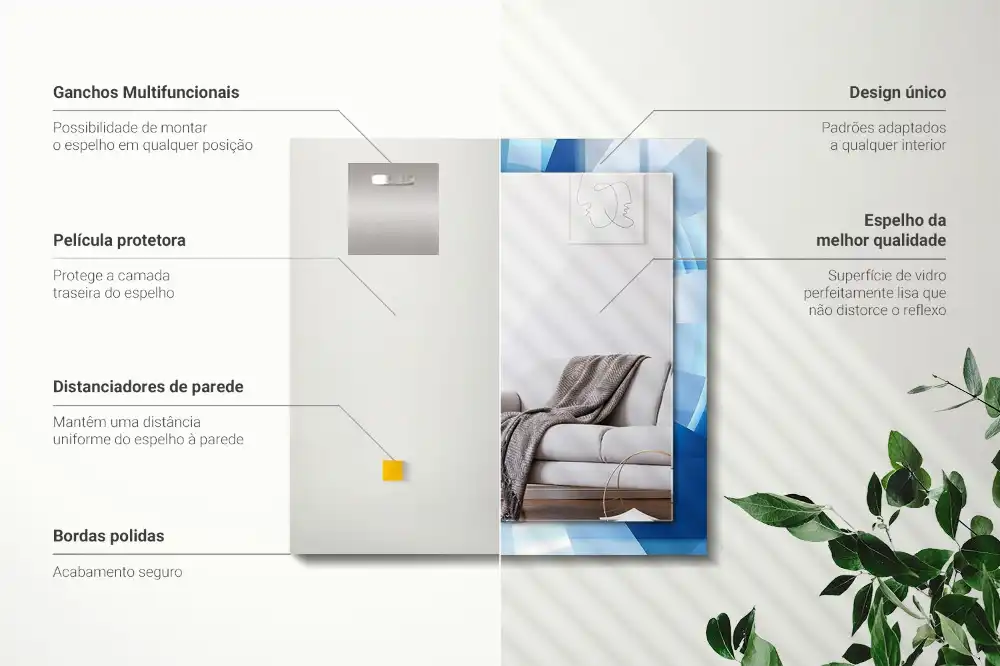 Specchio rettangolare con cornice stampata Tunnel astratto