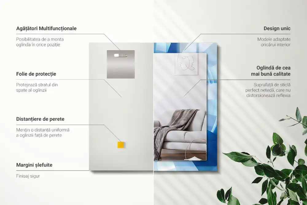 Specchio rettangolare con cornice stampata Tunnel astratto