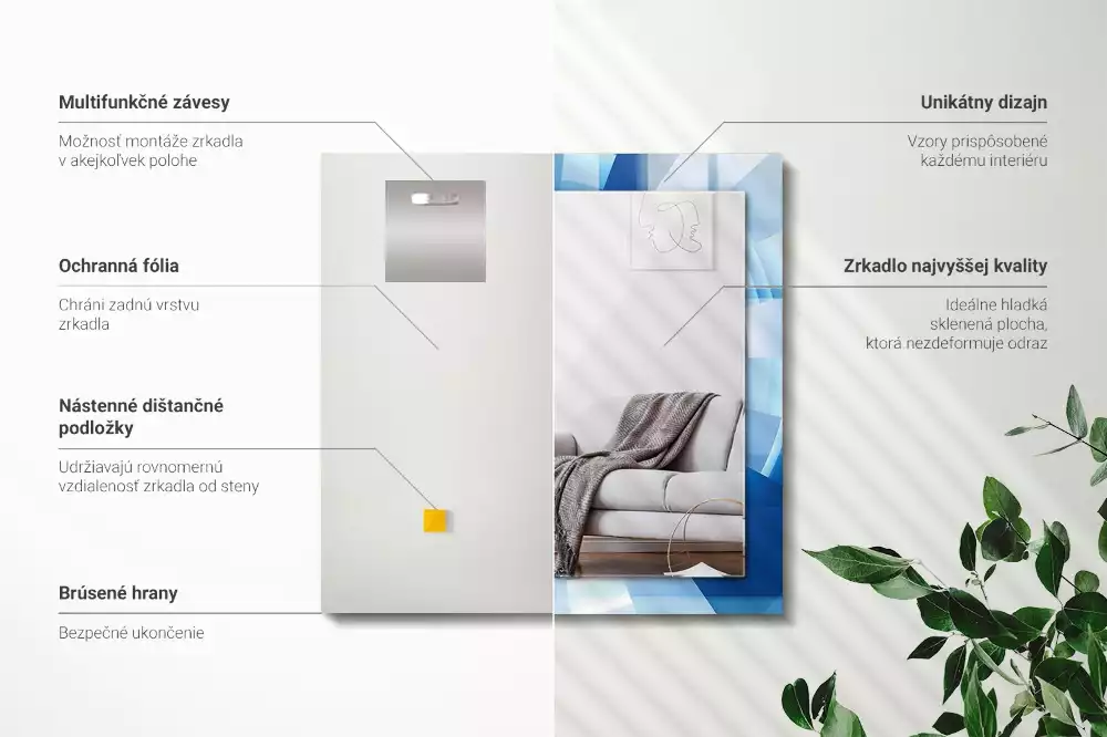 Specchio rettangolare con cornice stampata Tunnel astratto