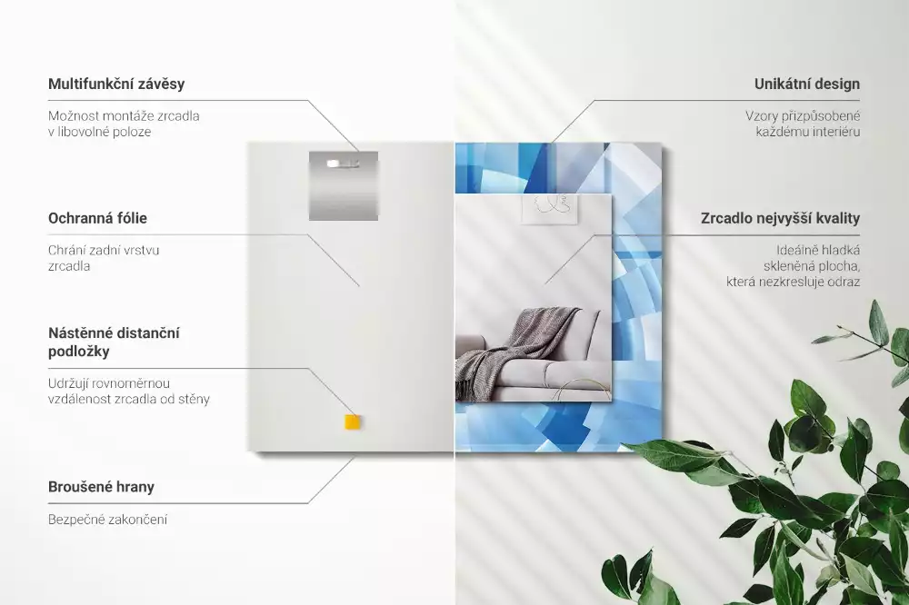 Specchio rettangolare con cornice stampata Tunnel astratto