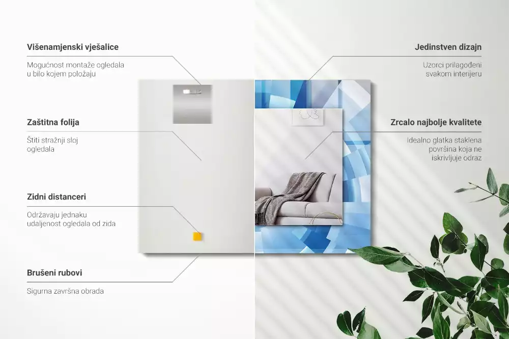 Specchio rettangolare con cornice stampata Tunnel astratto