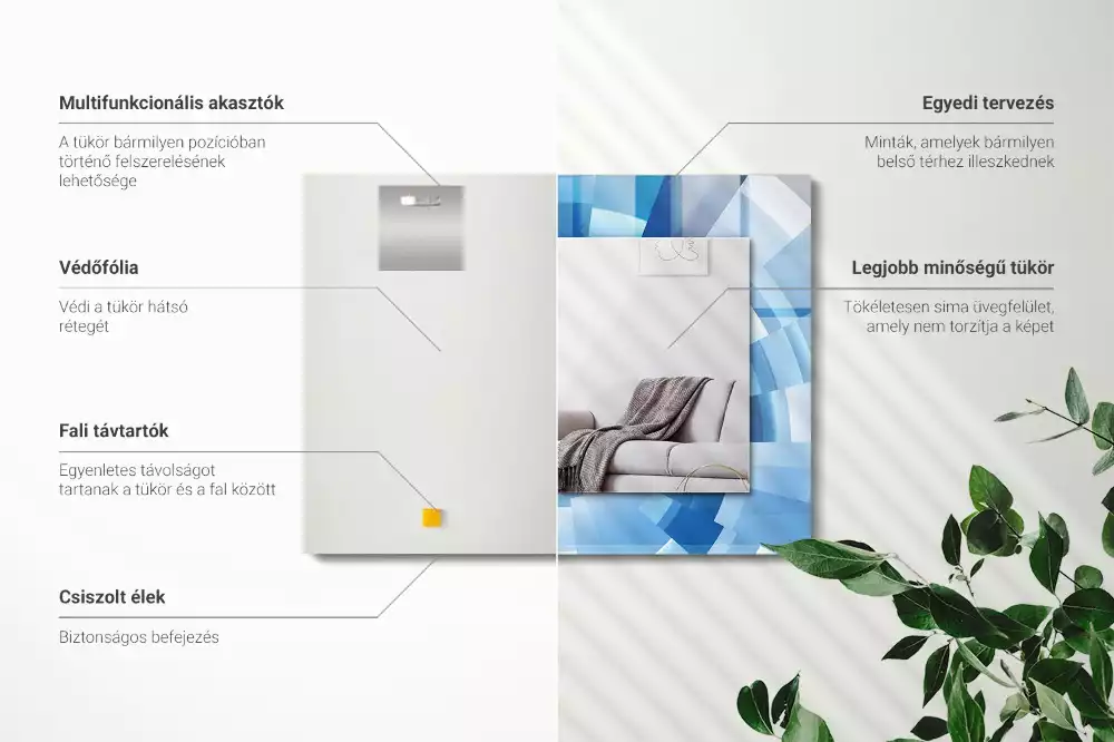 Specchio rettangolare con cornice stampata Tunnel astratto