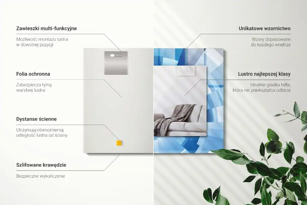 Specchio rettangolare con cornice stampata Tunnel astratto