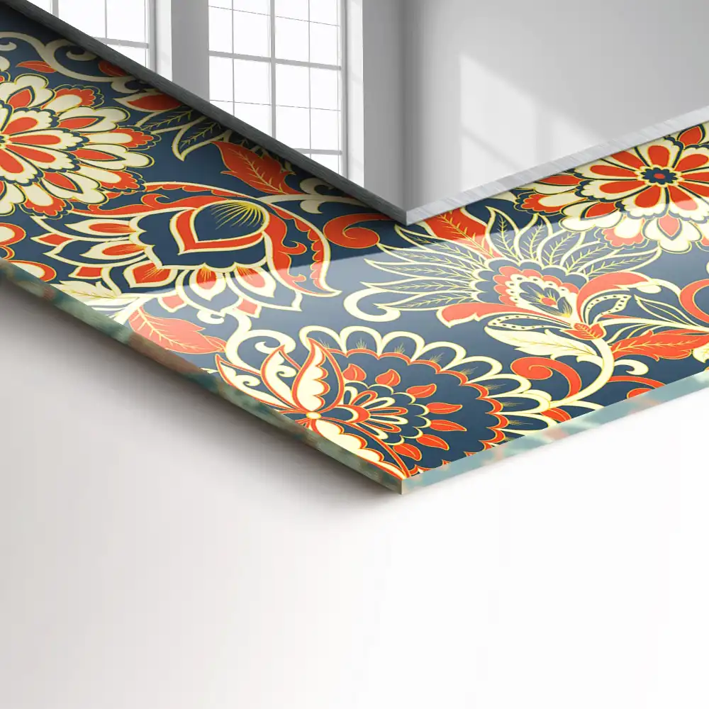 Specchio rettangolare stampato Carta da parati con motivo floreale