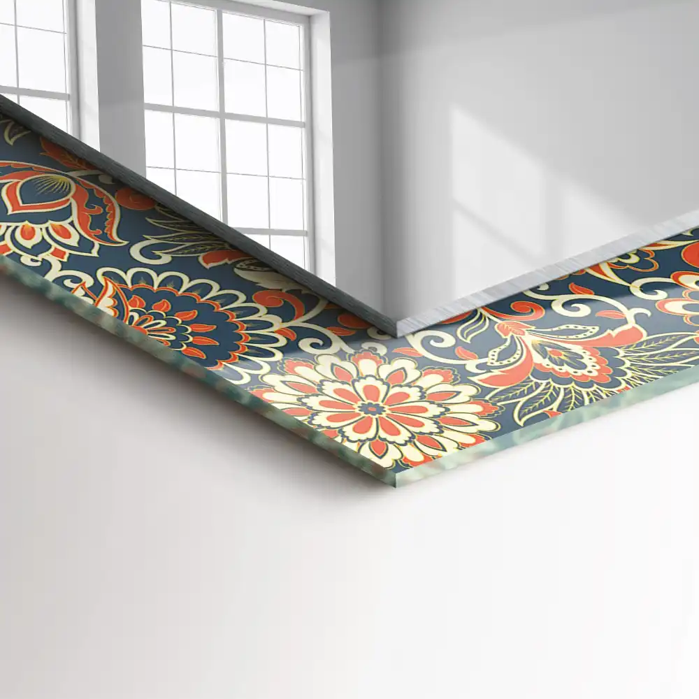 Specchio rettangolare stampato Carta da parati con motivo floreale