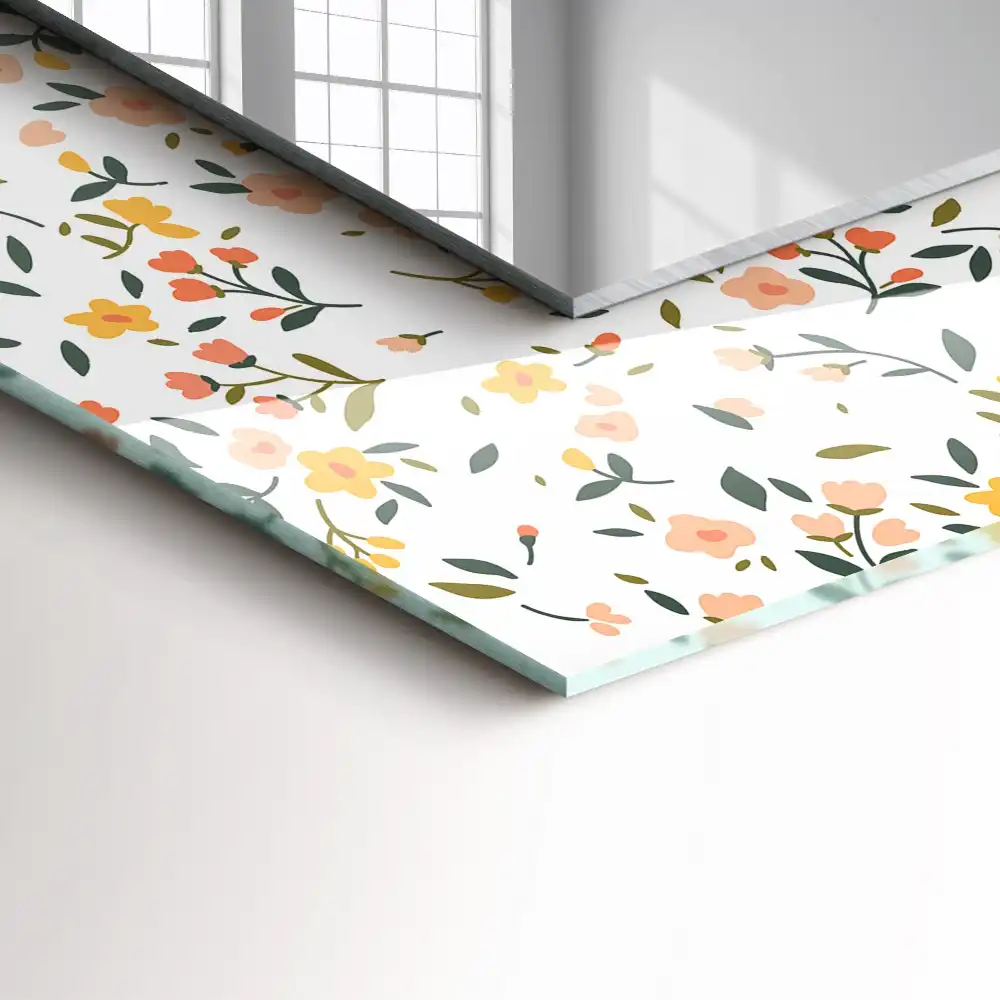 Specchio rettangolare decoro Motivo floreale in tessuto