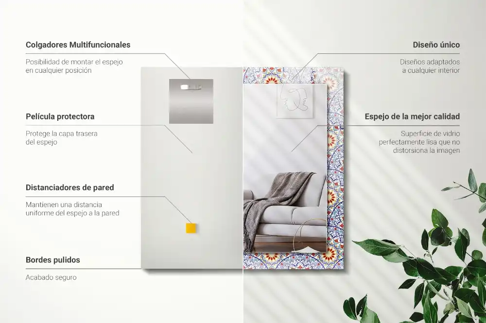 Specchio rettangolare con cornice stampata Mandala