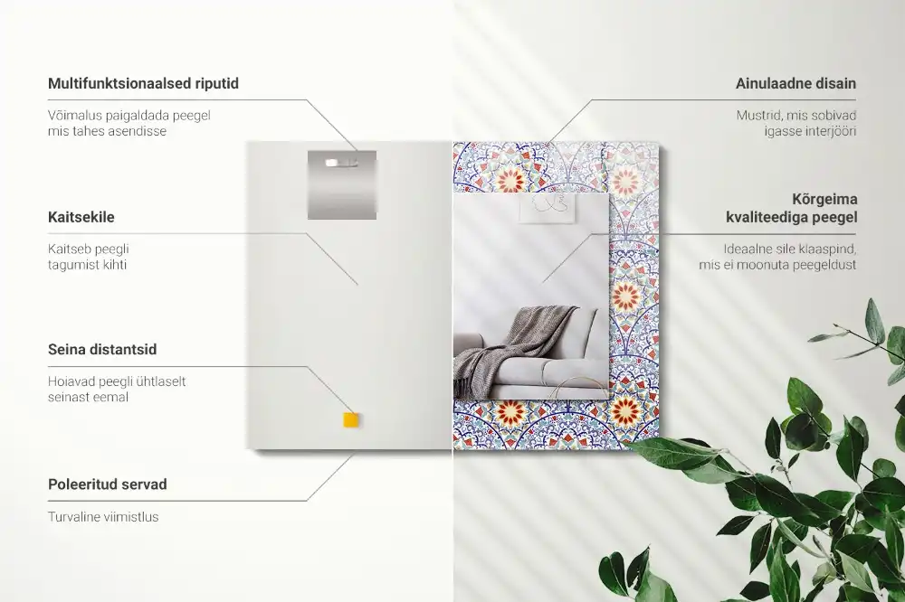 Specchio rettangolare con cornice stampata Mandala