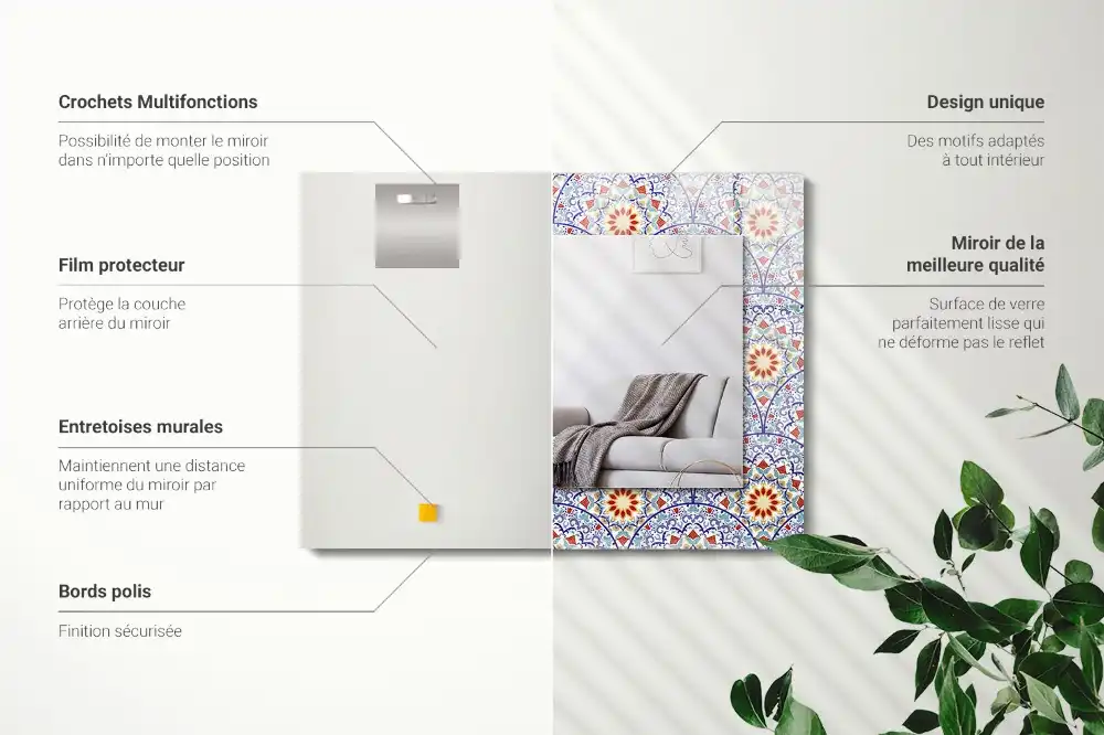 Specchio rettangolare con cornice stampata Mandala