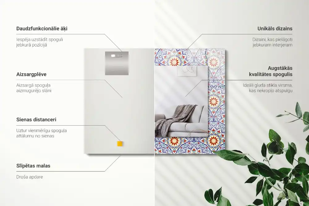 Specchio rettangolare con cornice stampata Mandala