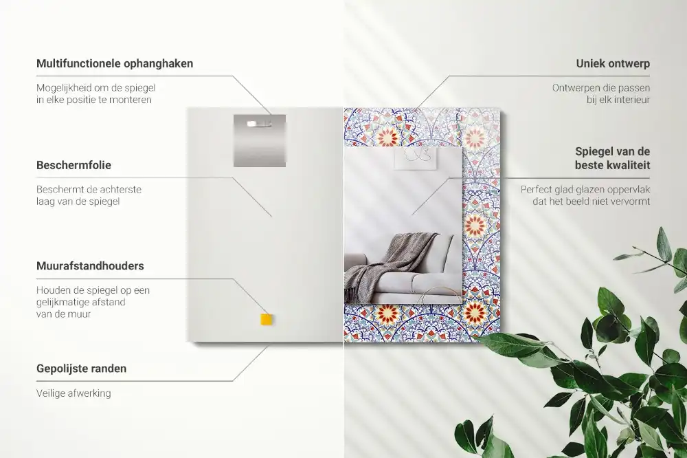 Specchio rettangolare con cornice stampata Mandala