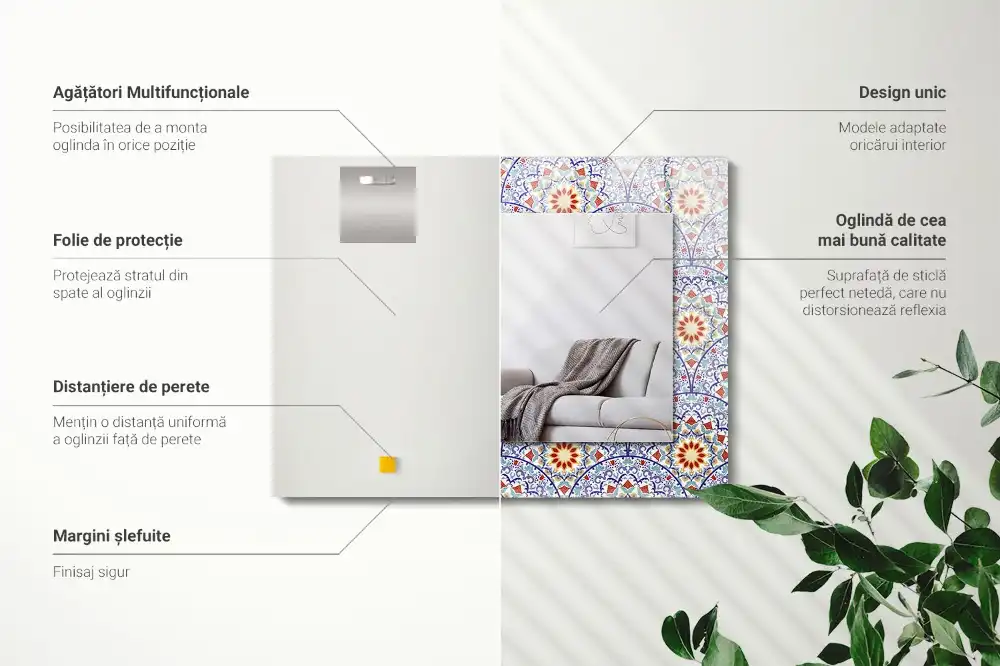 Specchio rettangolare con cornice stampata Mandala