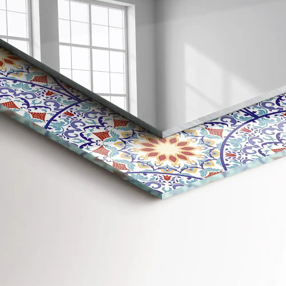 Specchio rettangolare con cornice stampata Mandala