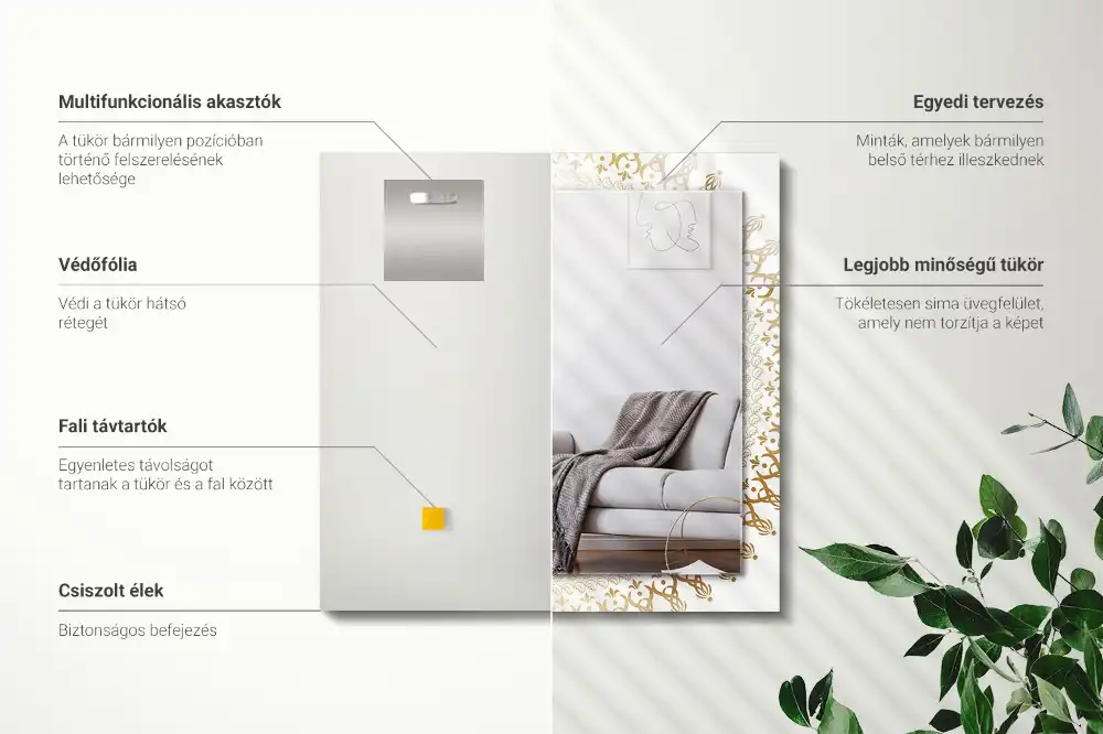 Specchio rettangolare stampato modello mandala