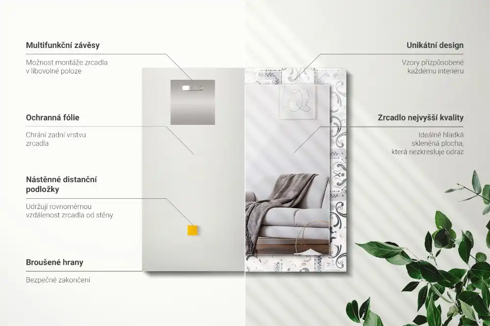 Specchio rettangolare decoro Ornamenti con motivi a piastrelle