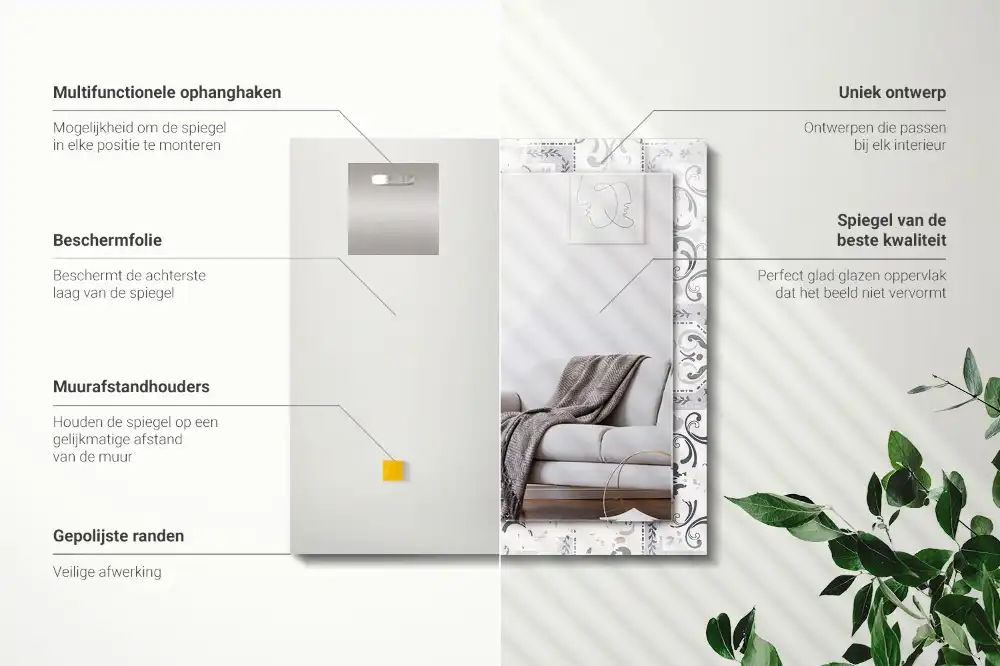 Specchio rettangolare decoro Ornamenti con motivi a piastrelle