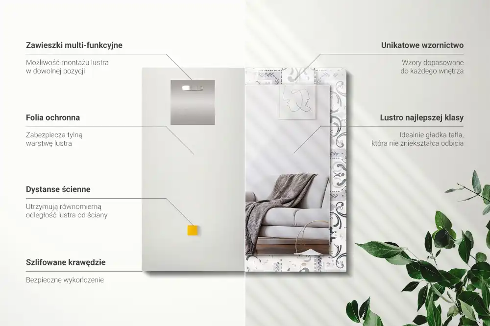 Specchio rettangolare decoro Ornamenti con motivi a piastrelle