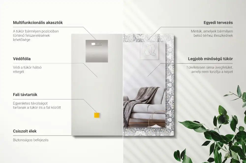 Specchio rettangolare stampato Motivo ornamentale