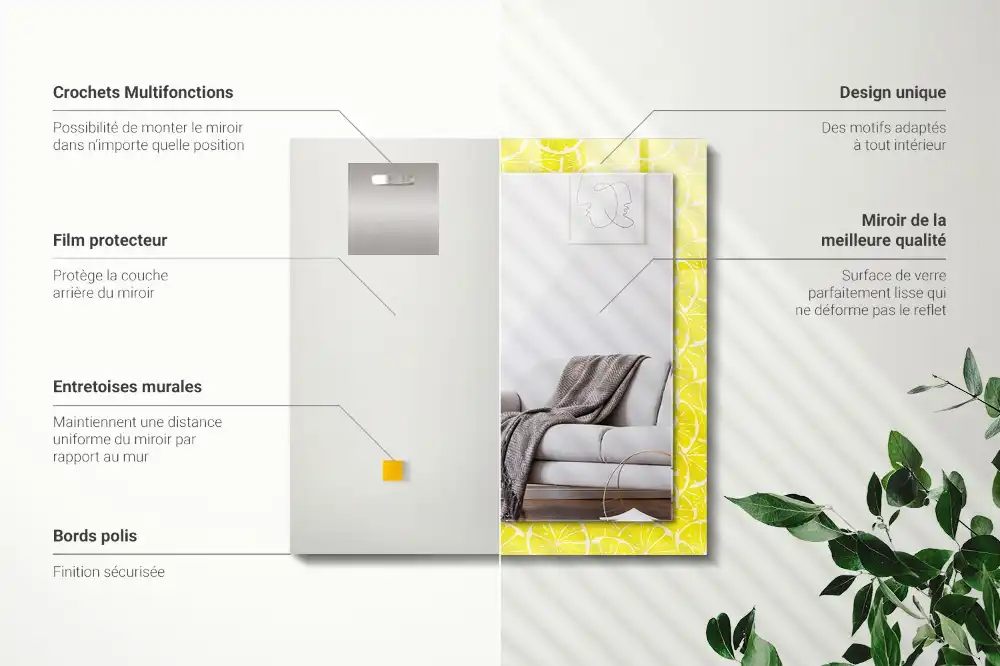 Specchio rettangolare decoro Motivo a fette di limone