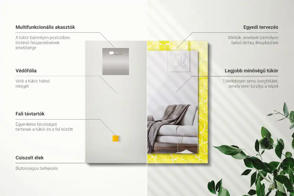 Specchio rettangolare decoro Motivo a fette di limone