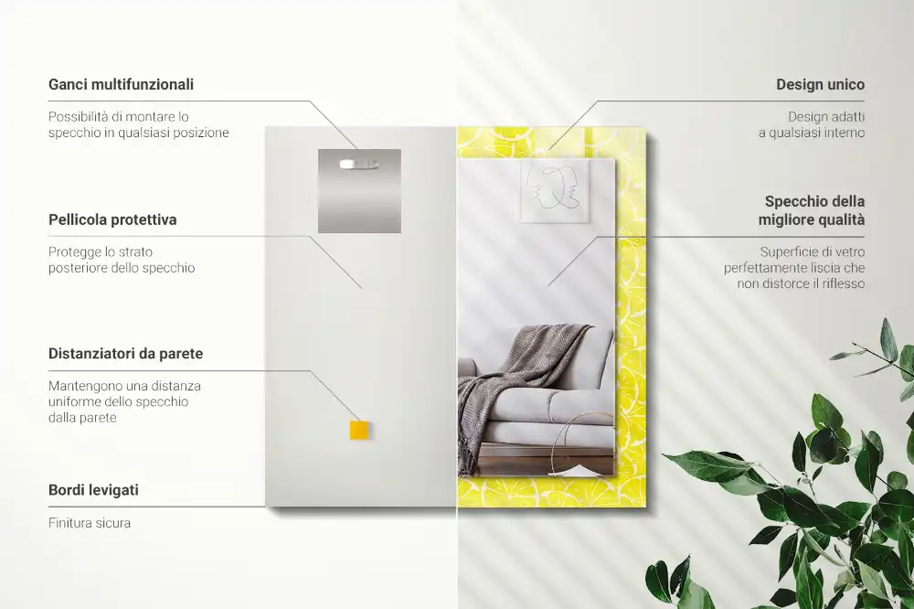 Specchio rettangolare decoro Motivo a fette di limone