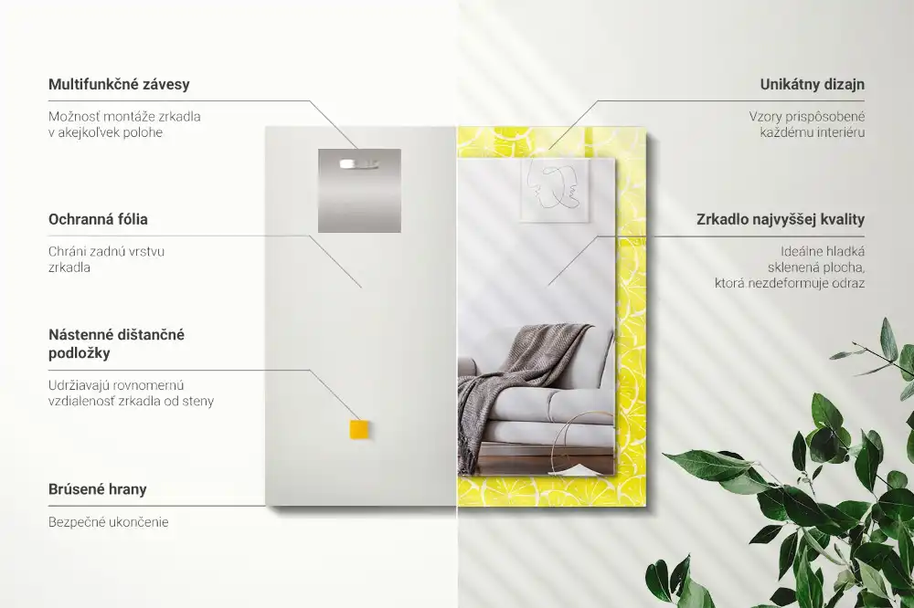 Specchio rettangolare decoro Motivo a fette di limone