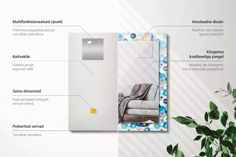 Specchio rettangolare con cornice stampata Motivi astratti colorati