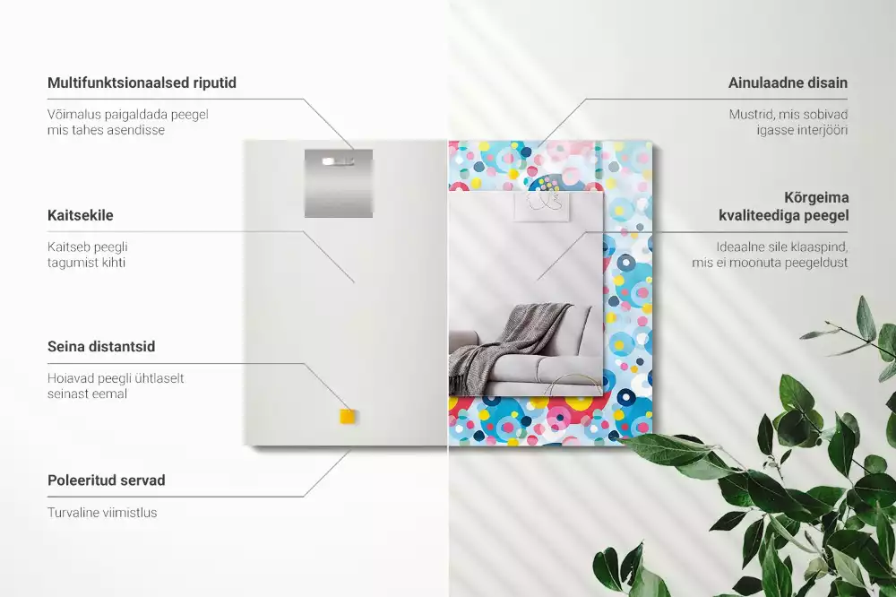 Specchio rettangolare con cornice stampata Motivi astratti colorati