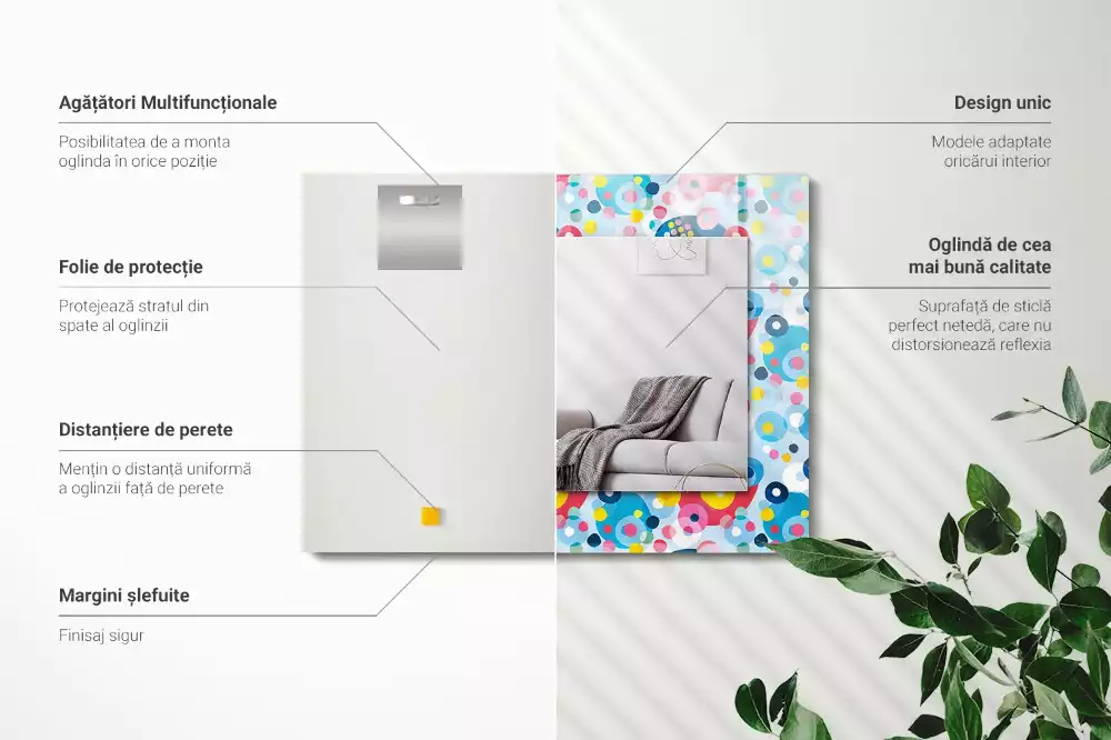 Specchio rettangolare con cornice stampata Motivi astratti colorati