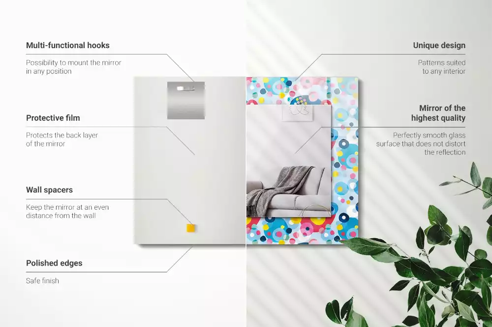 Specchio rettangolare con cornice stampata Motivi astratti colorati