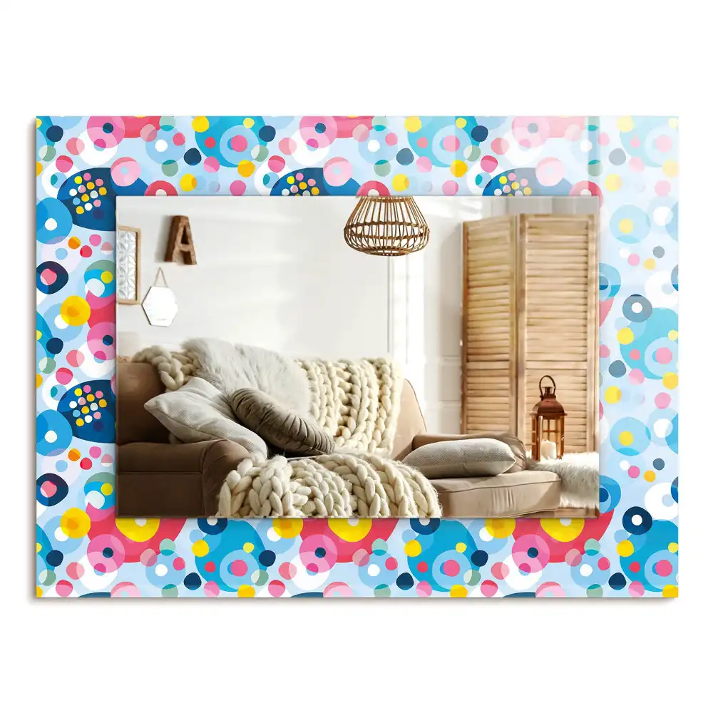 Specchio rettangolare con cornice stampata Motivi astratti colorati