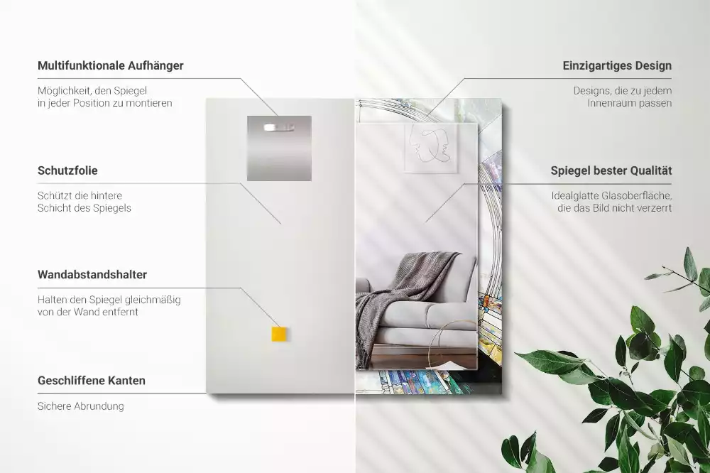 Specchio rettangolare stampato Mosaico astratto di cerchi