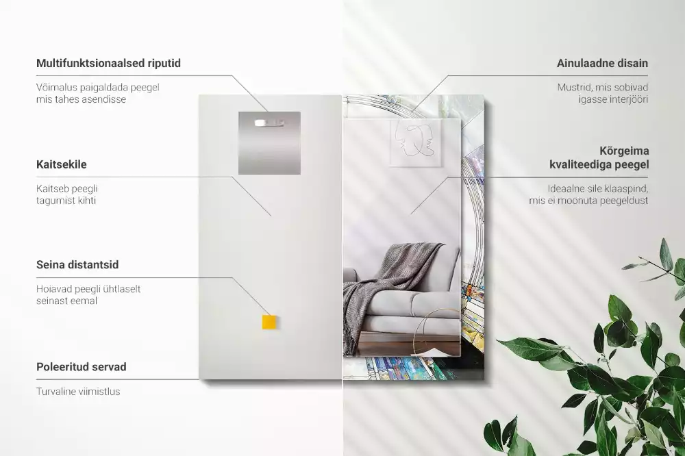 Specchio rettangolare stampato Mosaico astratto di cerchi