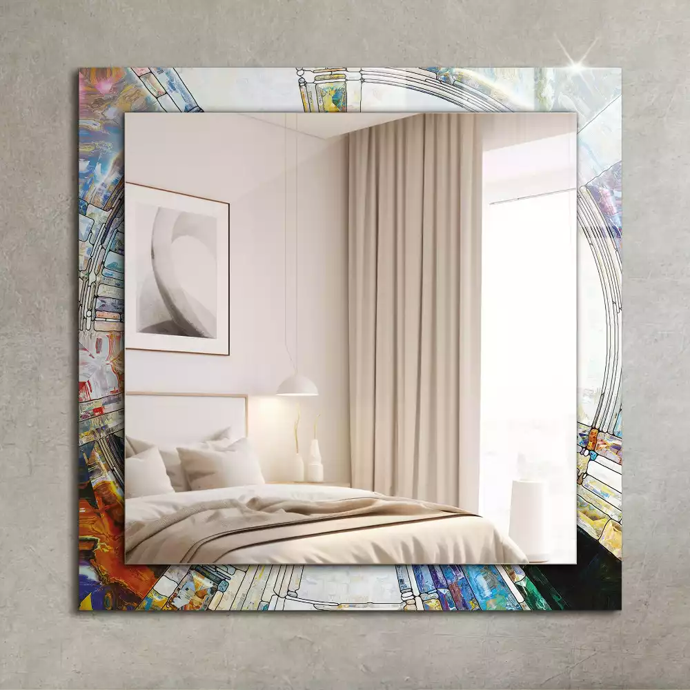 Specchio rettangolare stampato Mosaico astratto di cerchi