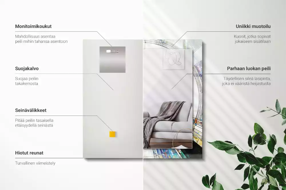 Specchio rettangolare stampato Mosaico astratto di cerchi