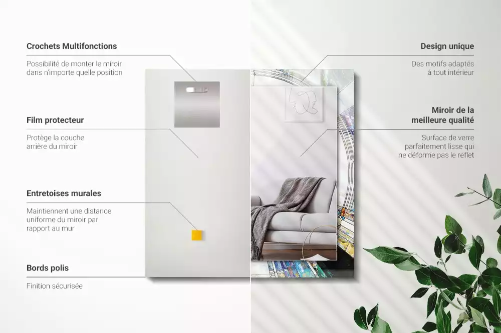 Specchio rettangolare stampato Mosaico astratto di cerchi