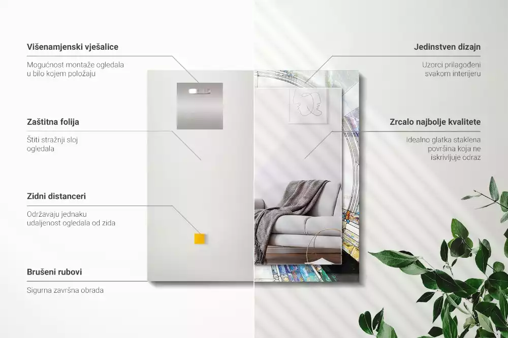 Specchio rettangolare stampato Mosaico astratto di cerchi