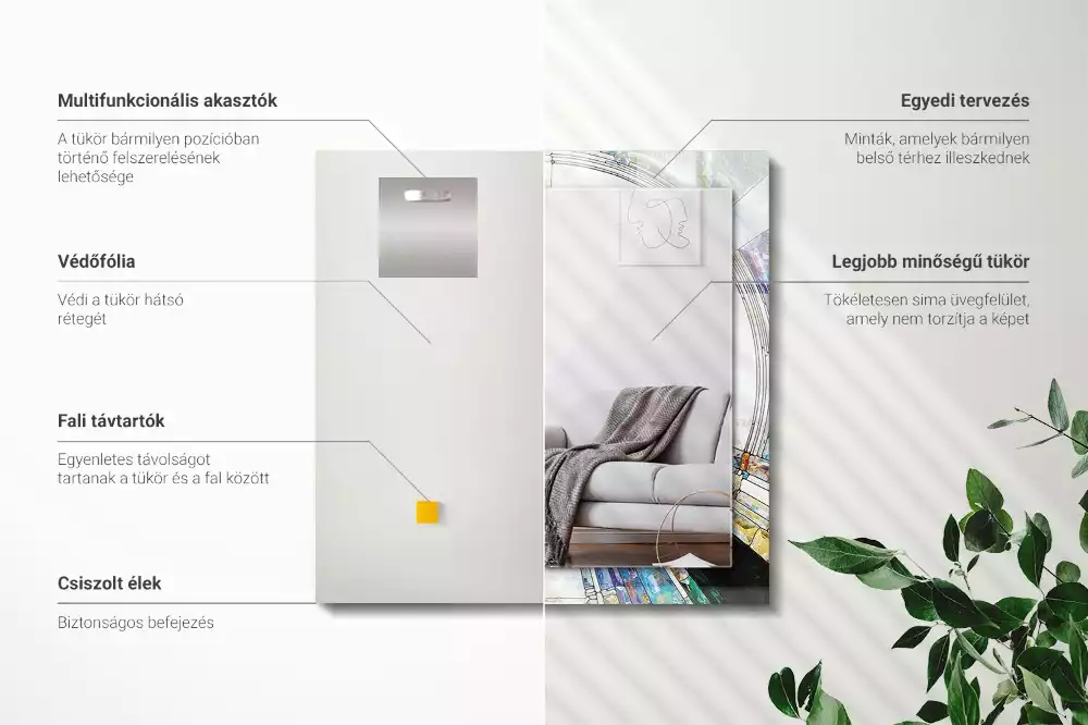 Specchio rettangolare stampato Mosaico astratto di cerchi