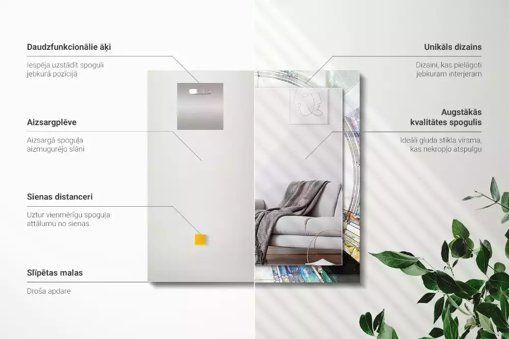 Specchio rettangolare stampato Mosaico astratto di cerchi