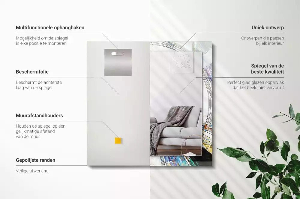 Specchio rettangolare stampato Mosaico astratto di cerchi