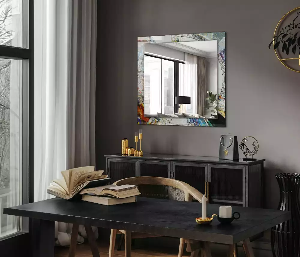 Specchio rettangolare stampato Mosaico astratto di cerchi