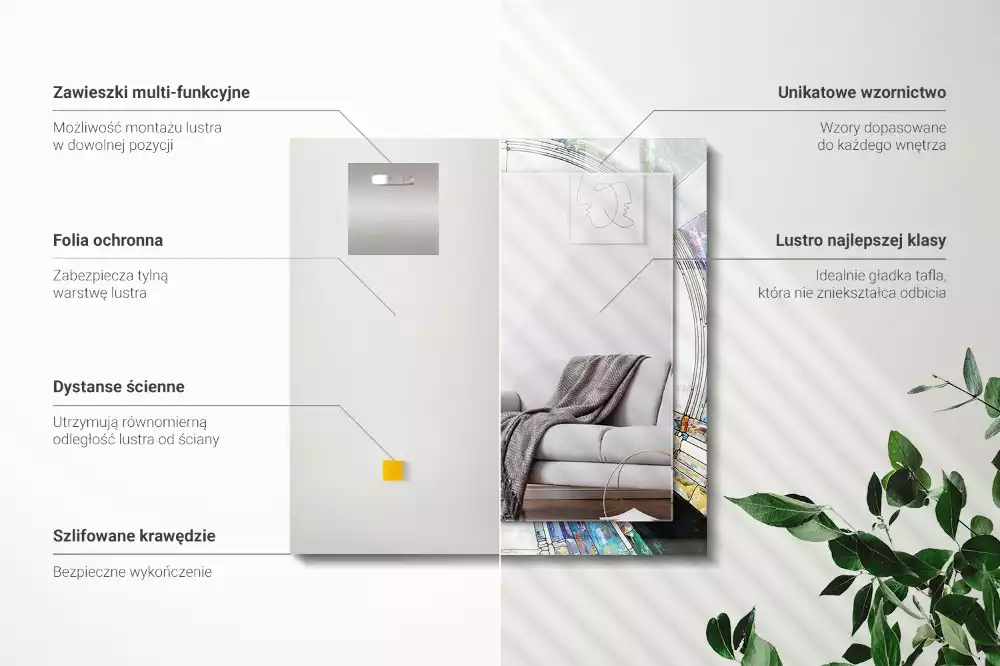 Specchio rettangolare stampato Mosaico astratto di cerchi