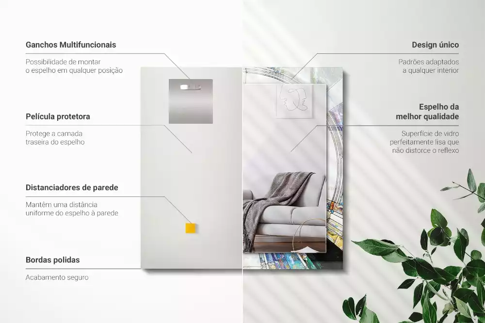 Specchio rettangolare stampato Mosaico astratto di cerchi