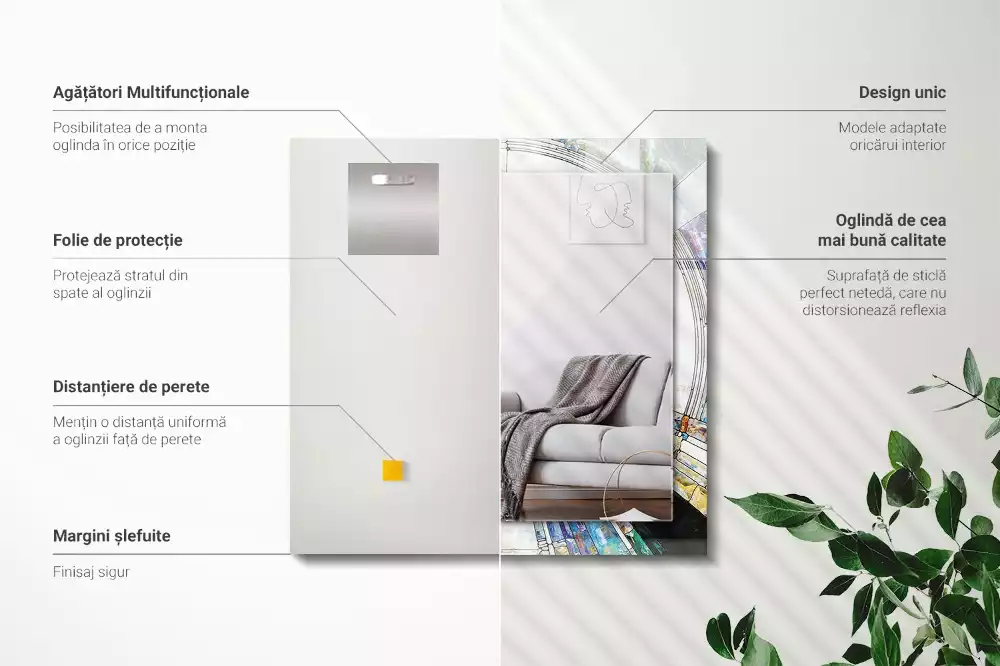 Specchio rettangolare stampato Mosaico astratto di cerchi